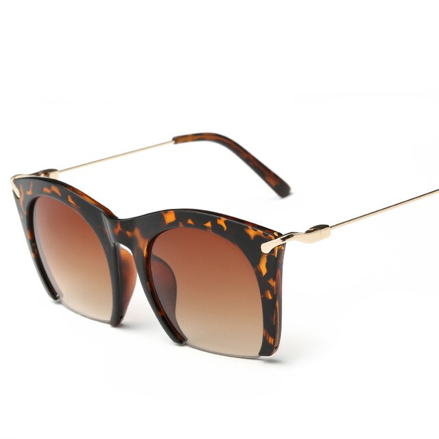 KEHU Brand half rim Sunglasses CAT EYE Sun shades lenses Half frame goggles Women Tinted Sun wear Black Party sunglass Metal