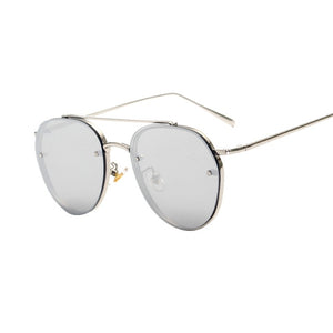 KEHU Brand Design New Fashion Sunglasses Women Double Beam Round Sunglasses Men Clear lens Vintage Round Glasses UV400 K9023