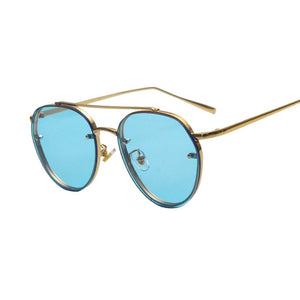 KEHU Brand Design New Fashion Sunglasses Women Double Beam Round Sunglasses Men Clear lens Vintage Round Glasses UV400 K9023