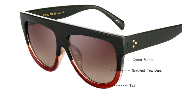 KEHU Woman Flat Top Oversized Sun Glasses Cat Eye Sunglasses Brand Designer De Sol K9250