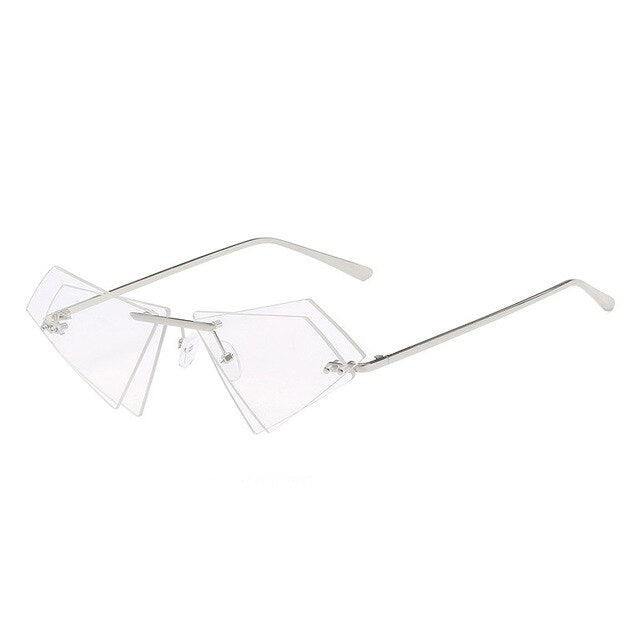 KEHU Women Cat Eye Cut Sunglasses Irregular Double Lens Edgeless Glasses Double Triangle Ocean Lens Brand Designer Design K9555